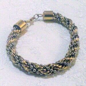 Chunky Two Tone Rope and Bead Twisted Bracelet